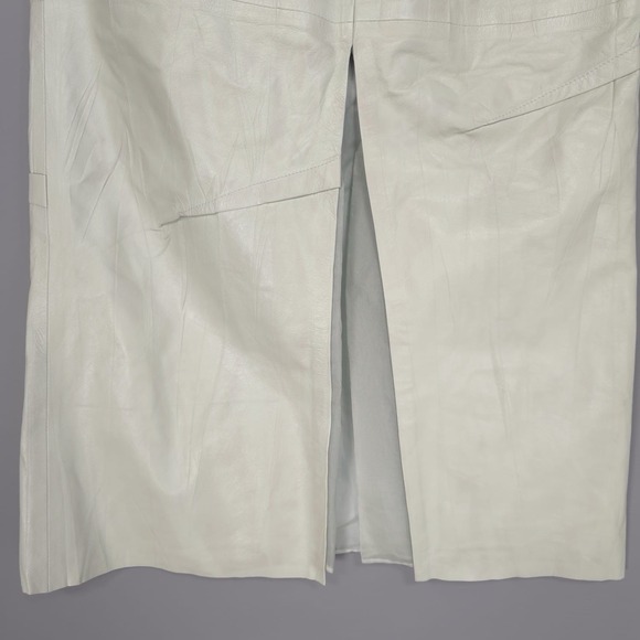 ZARA New Size S 100% REAL SHEEP‎ LEATHER Skirt Limited Edition SILK Light Green - Picture 9 of 16